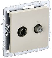 Розетка TV+SAT Оконечная без рамки IEK Brite РТВ/РСп12-БрКр 2-м. бежевый картинка